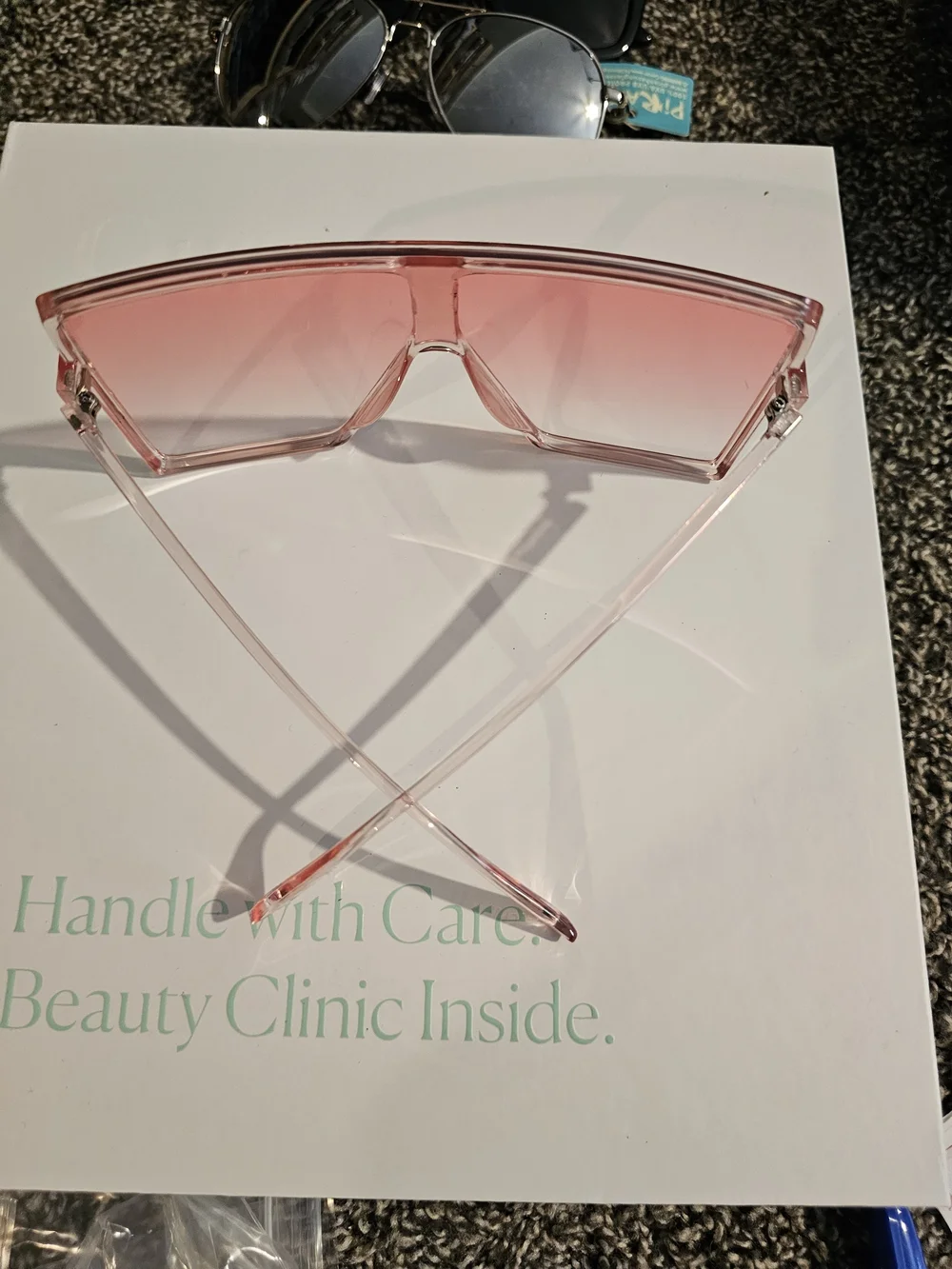 Women's Pink Shield Sunglasses — Slim Visor Style